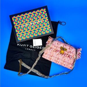 Kurt Geiger Pale Pink Mini Brixton Tweed Bag